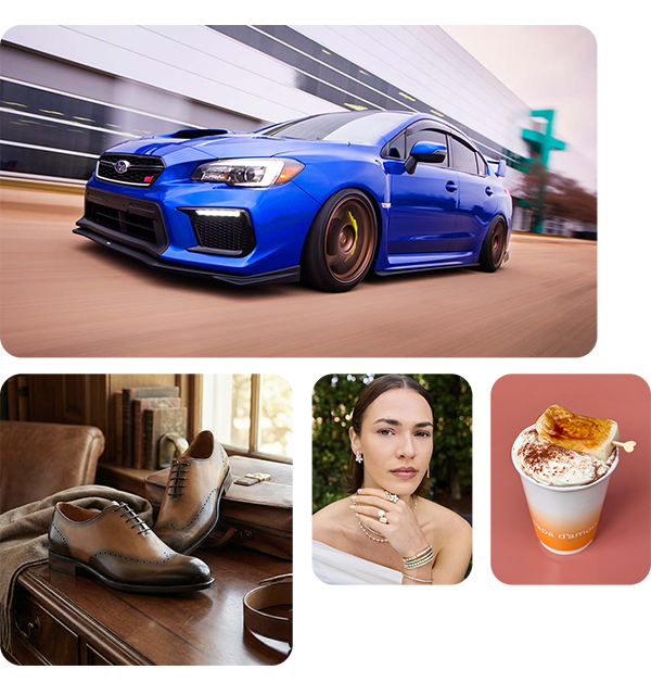 collage of bmw, jewelry, shoes and hot chocolate